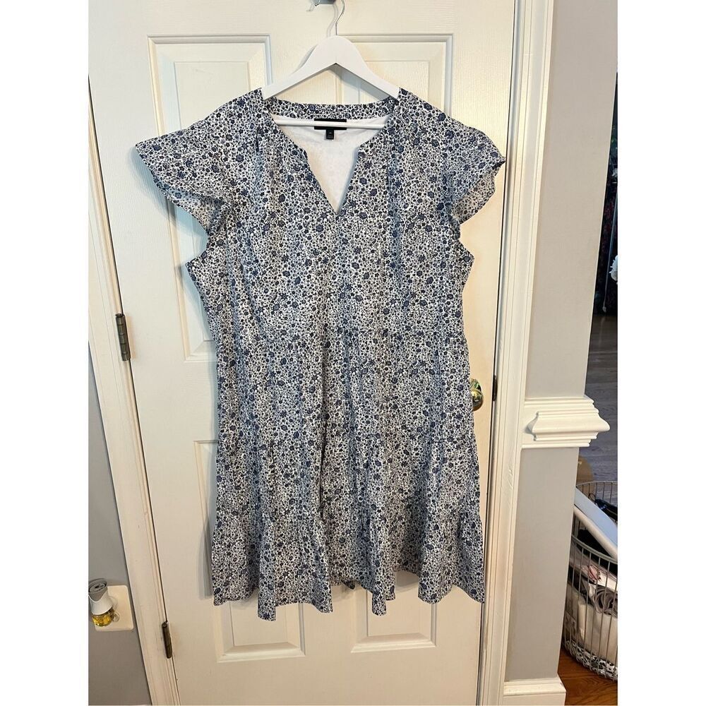 Lane Bryant Blue Ditsy Floral Print Tiered Midi Dress sz 20  NWOT